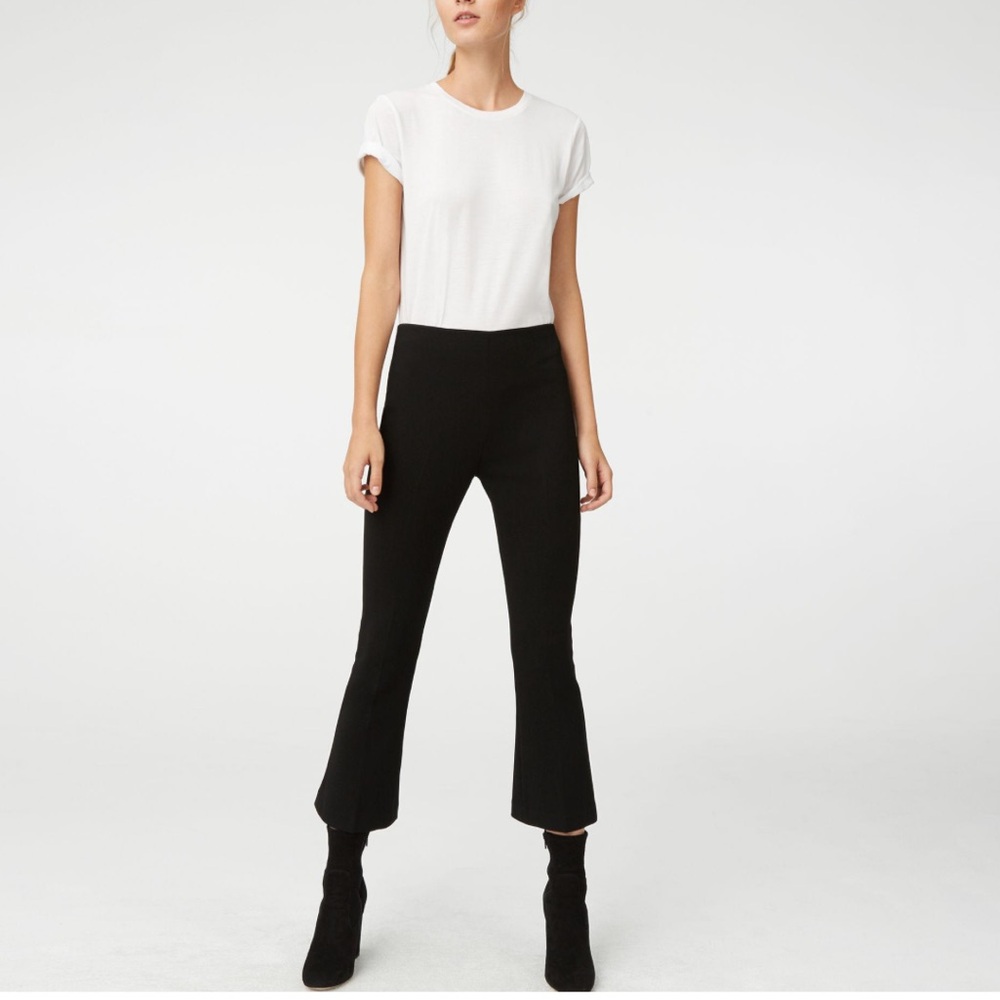 Club Monaco Black Cropped Kick Flare Pants Minimalist Quiet Luxury Tailored
